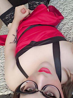 Princess Bunnie: Red Swing Dress Masturbation Pics