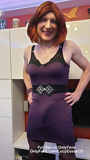 showing off my big hard coc in a tight purple dress