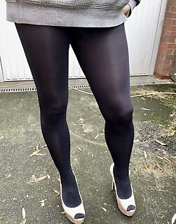 Outdoors in pantyhose