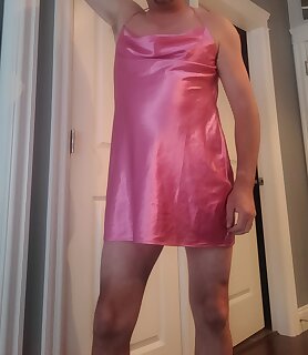 Pink satin dress