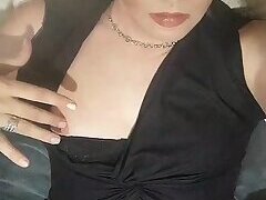 Playing with my sissy boobs | Tranny Update