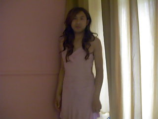 Asian Amateur Crossdresser In Pink Dress