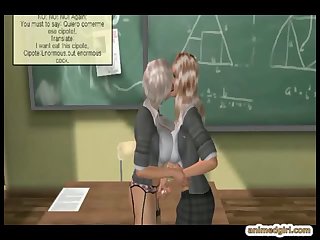 3d anime shemale coeds with big tits sucking cock in the class