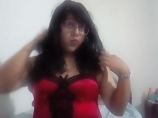 Transvestite Michelle in red lingerie