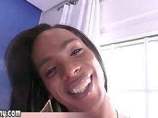 Hot ebony shemale chick with perfect tits POV show