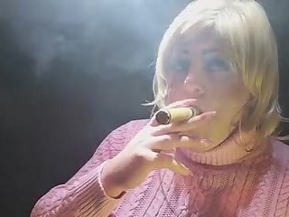 Tgirl Virginia smoking a big cigar