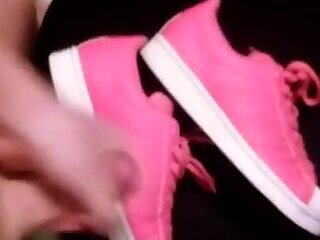 Me cuming on my pink Adidas superstars
