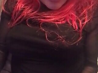 redhead cums on black dress