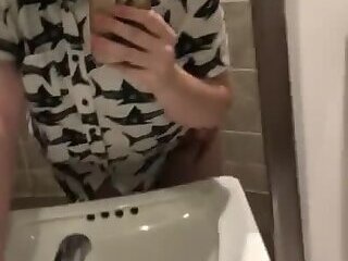 Sexy tranny fucks gf in public bathroom
