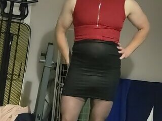 Crossdresser skirt bulge