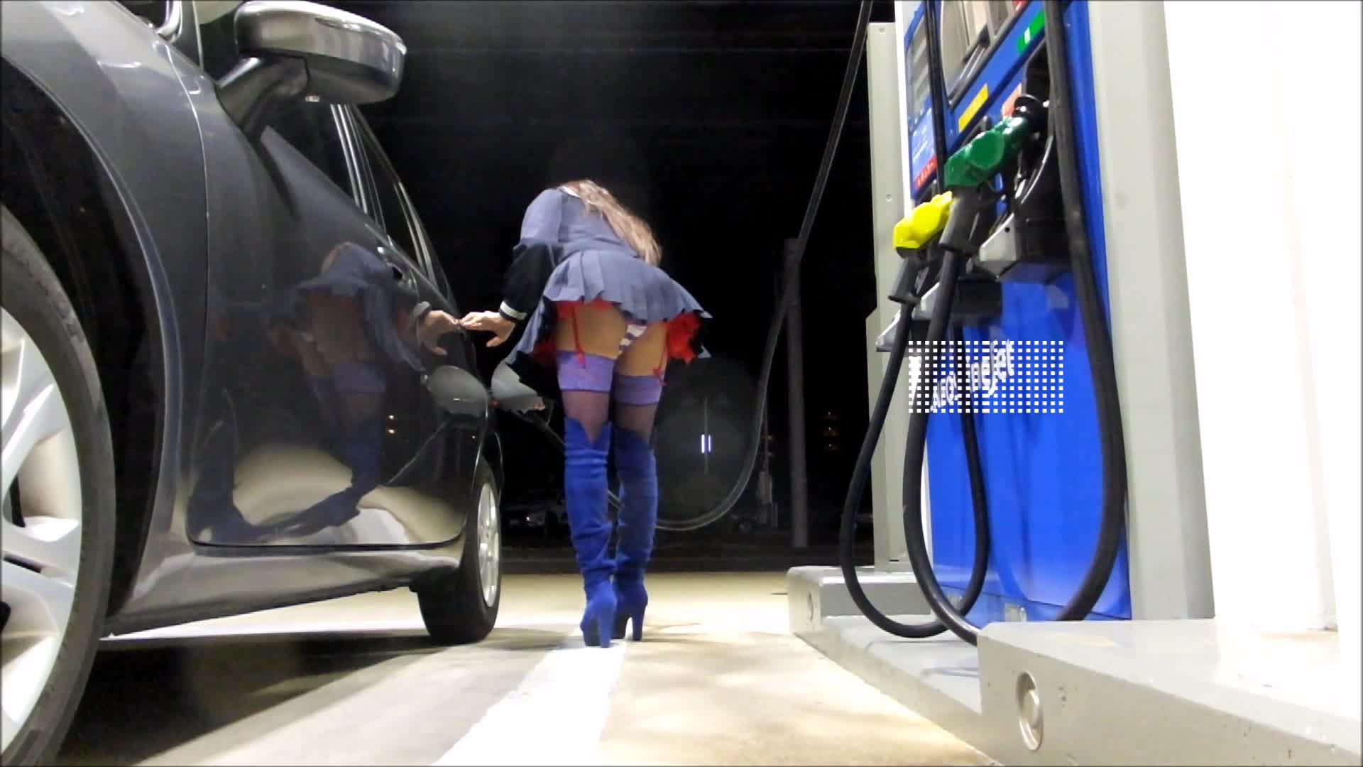 Crossdresser Mini Skirt In Public Gas Station AShe