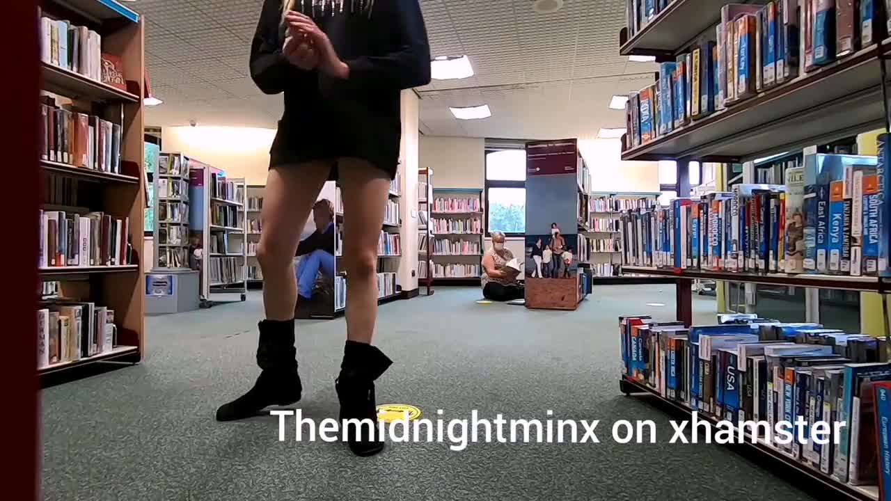 Girl Stripping In Library