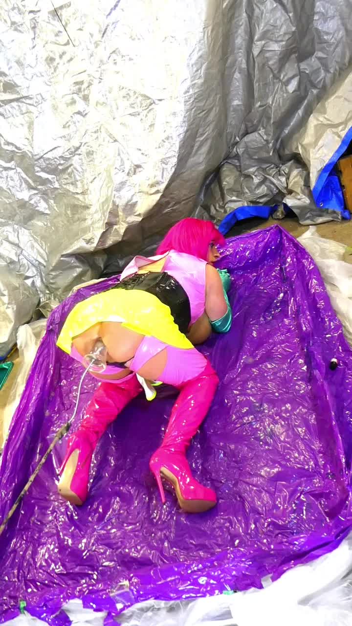 Nasty Sissy Bitch In Slime Self Fuck With Big Dildo