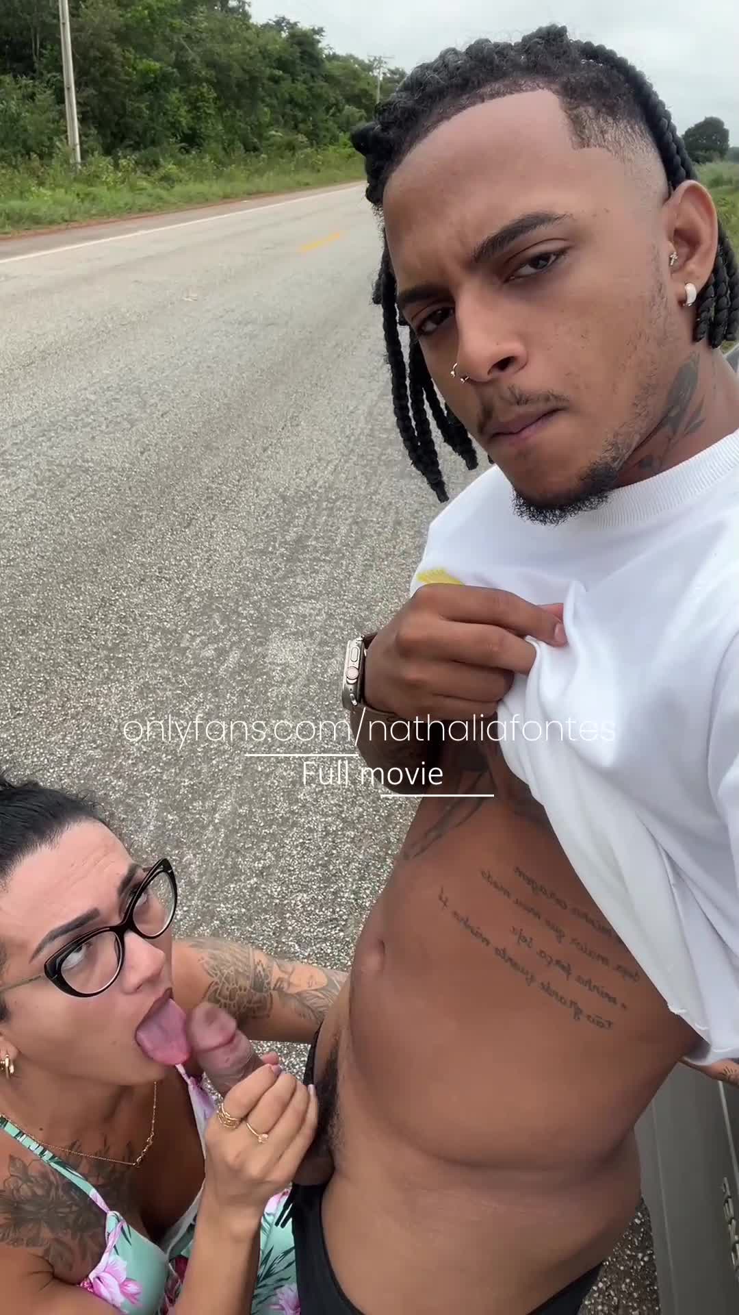 Sucking my boyfriend in the middle of the road